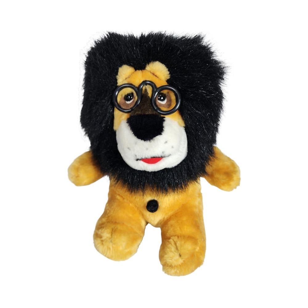 Vintage Harris Bank Hubert the Lionβ Plush Coin Bank Yellow Black Glasses 9 Inch